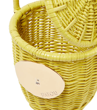 Shop Patou Embellished Small Wicker Basket Bag In Absinthe