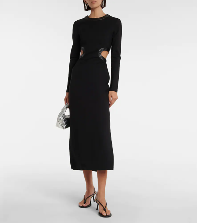 Shop Staud Dolce Cutout Jersey Midi Dress In Black