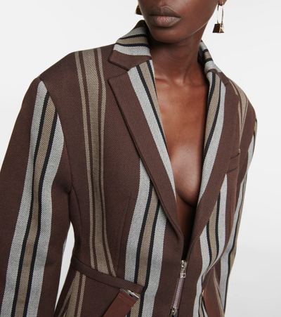 Shop Jacquemus La Veste Filu Striped Twill Blazer In Brown Stripes