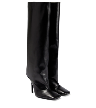 Shop Attico Sienna Leather Knee-high Boots In Black