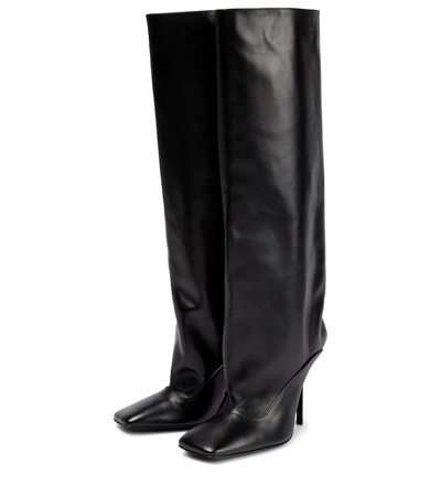 Shop Attico Sienna Leather Knee-high Boots In Black