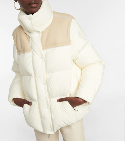 Shop Moncler Jotty Shearling-trimmed Down Jacket In White
