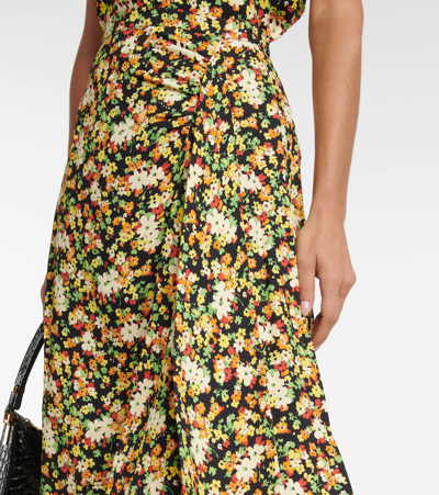 Shop Marni Floral-print Midi Skirt In Black