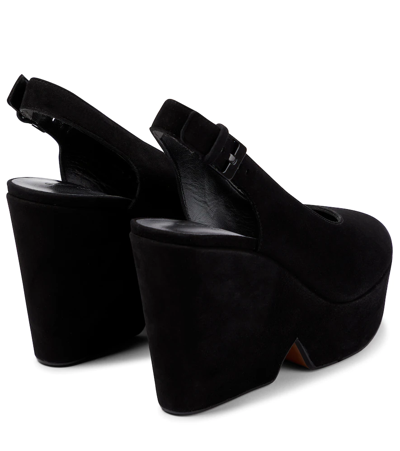 Shop Clergerie Wedge Suede Platform Sandals In Black