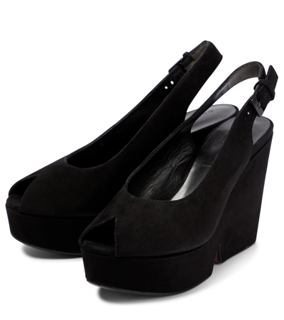 Shop Clergerie Wedge Suede Platform Sandals In Black