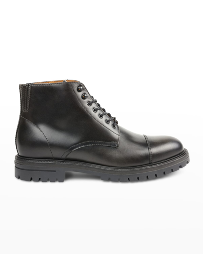 Shop Bruno Magli Men's Hollis Cap-toe Combat Boots In Dark Grey Calf
