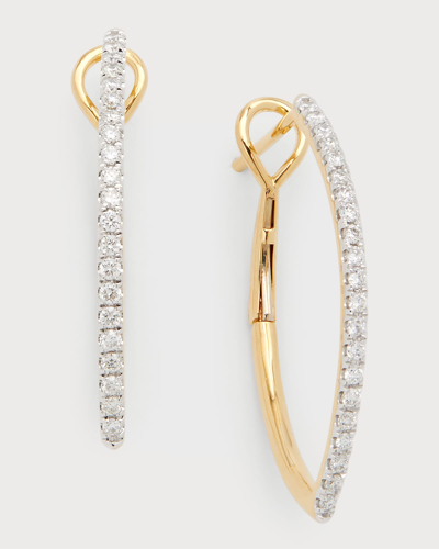Shop Frederic Sage 18k Yellow Gold Medium Half Diamond Polished Inside Marquise Earrings