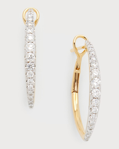 Shop Frederic Sage 18k Yellow Gold Large Graduating Half Diamond Half Polished Earrings