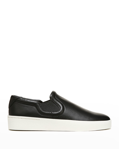 Shop Vince Pacific Leather Slip-on Sneakers In Black