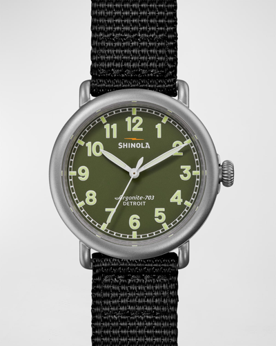 Shop Shinola Men's Runwell 3h Nylon Field Watch, 41mm In Dark Olive