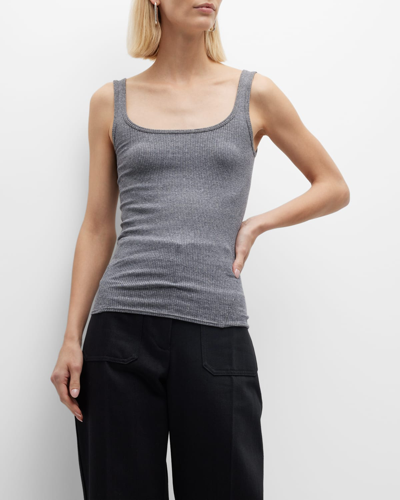 Shop Rag & Bone The Essential Ribbed Scoopneck Tank Top In Hthrgry