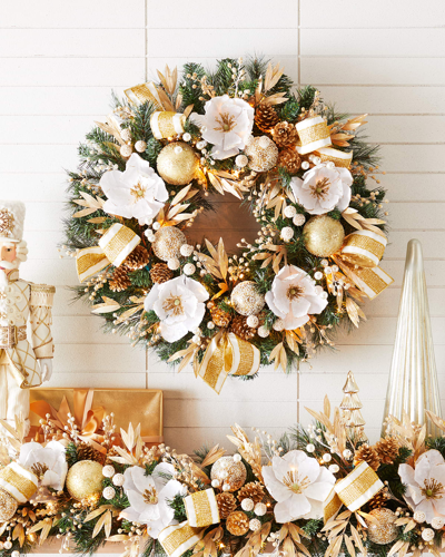 Shop Neiman Marcus 28" Gold Prelit Christmas Wreath