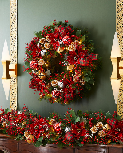 Shop Neiman Marcus Classic Christmas Pre-lit Wreath