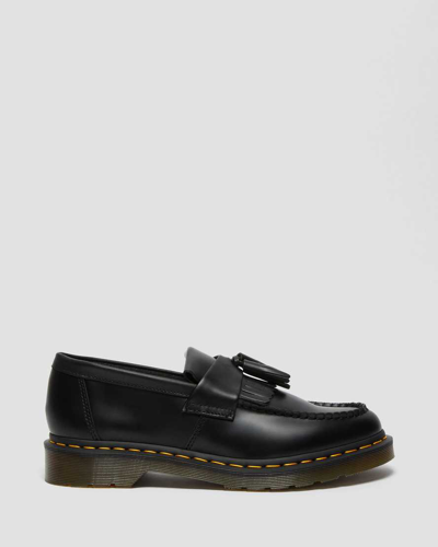 Shop Dr. Martens' Adrian Yellow Stitch Leather Tassel Loafers In Black
