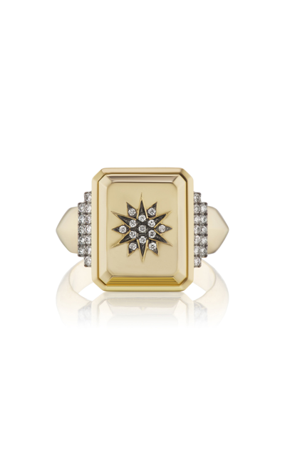 Shop Sorellina Victorian Star 18k Yellow Gold Diamond Signet Ring