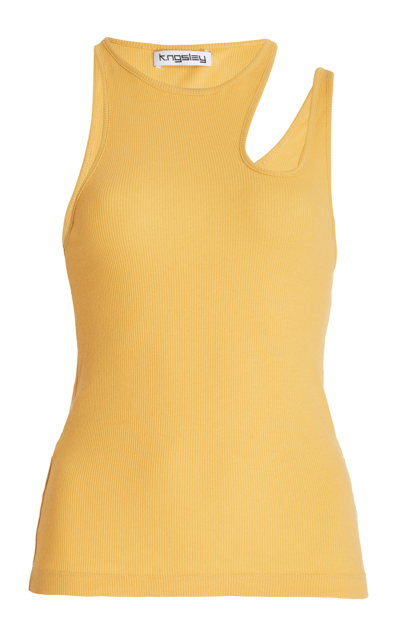 Shop K.ngsley Women's Romain Cutout Cotton Jersey Tank Top In Yellow