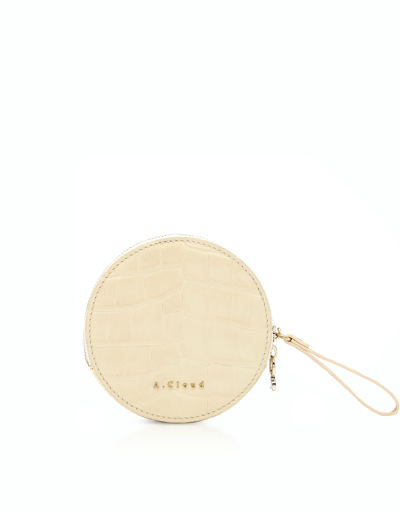 Shop A.cloud A. Cloud Designer Handbags Moon/ufo Mini Round Bag In Vanille