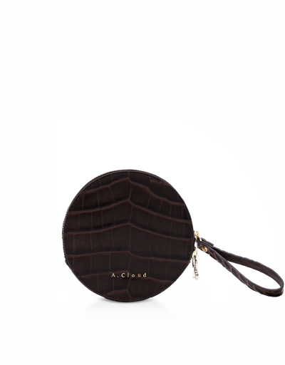 Shop A.cloud A. Cloud Designer Handbags Moon/ufo Mini Round Bag In Chocolat