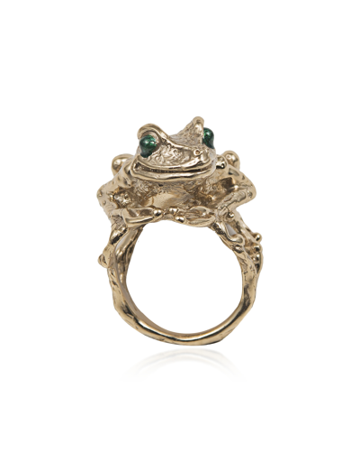 Shop Bernard Delettrez Designer Rings Big Froggy Bronze Ring In Doré