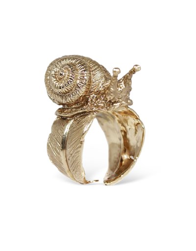 Shop Bernard Delettrez Designer Rings Bronze Snail Ring In Métallisé