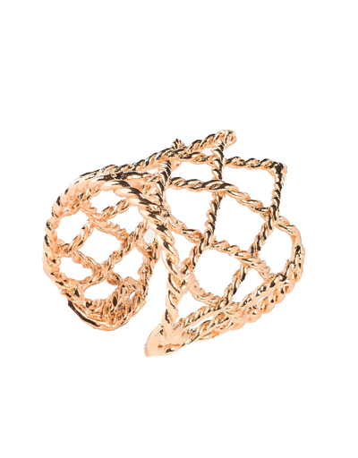 Shop Bernard Delettrez Designer Rings Basket Weave Bronze Band Ring In Doré