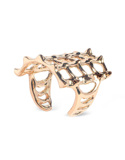 Shop Bernard Delettrez Designer Rings Cage And Studs Gold Plated Band Ring In Doré