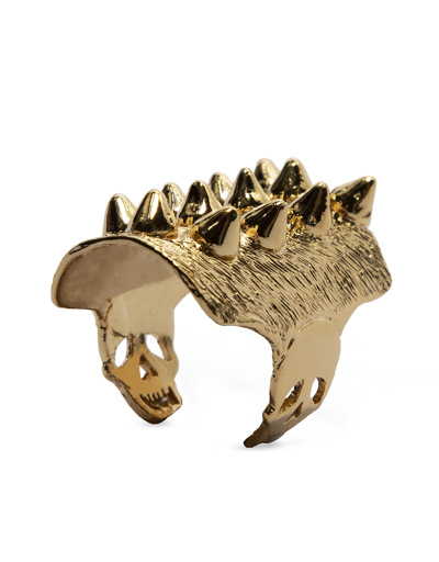 Shop Bernard Delettrez Designer Rings Full Studs Gold Plated Band Ring In Doré