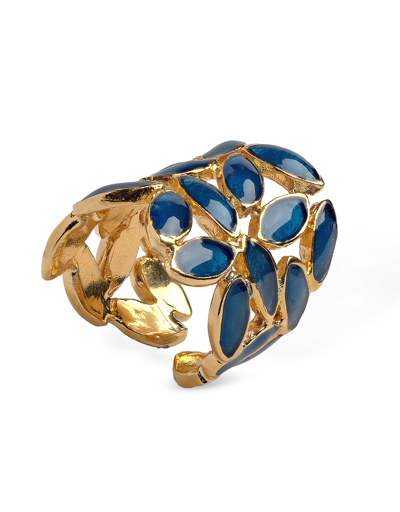 Shop Bernard Delettrez Designer Rings Rhombs Band Ring With Enamel In Doré