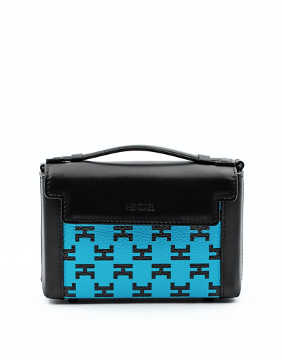 Shop Hemcael Designer Handbags Era Calfskin Leather Shoulder Bag In Fluo Blue