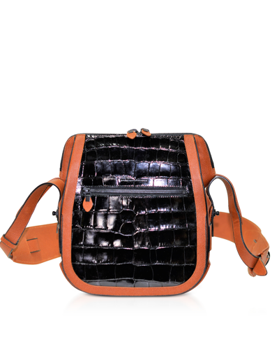 Shop Balenciaga Designer Handbags Black Alligator Vertical Crossbody Bag In Noir