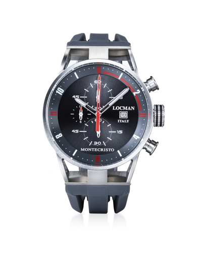 Shop Locman Designer Men's Watches Montecristo Men's Chronograph W/rubber Strap In Gris
