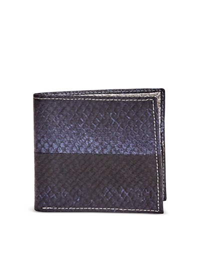 Shop Mayu Designer Wallets Salmon Leather Nue Carlos Bifold Wallet In Gris Ardoise