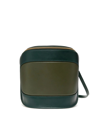 Shop Octogony Designer Handbags Puffy Classic Leather Shoulder Bag In Fern Green
