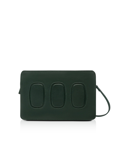 Shop Octogony Designer Handbags Trilogy Leather Pouch In Vert Mousse