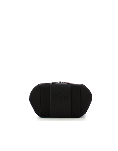 Shop Piquadro Designer Men's Bags Black Tecno Fabric Belt Bag In Noir