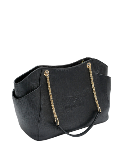 Shop Quai7 Designer Handbags Florentine Genuine Leather Chain Shoulder Bag In Noir