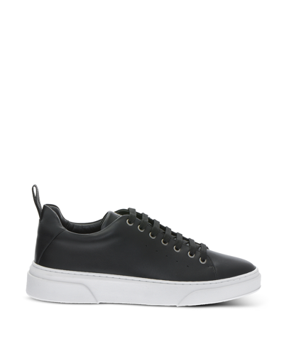 Shop A.testoni Shoes Sport Leather Sneakers In Black