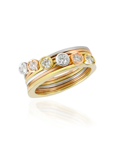 Shop Torrini Designer Rings Bezel-set Diamond Three-tone 18k Gold Stackable Ring - Set Of Six