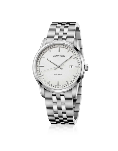 Shop Calvin Klein Collection Designer Men's Watches Infinite Men's Stainless Steel Automatic Watch In Argenté