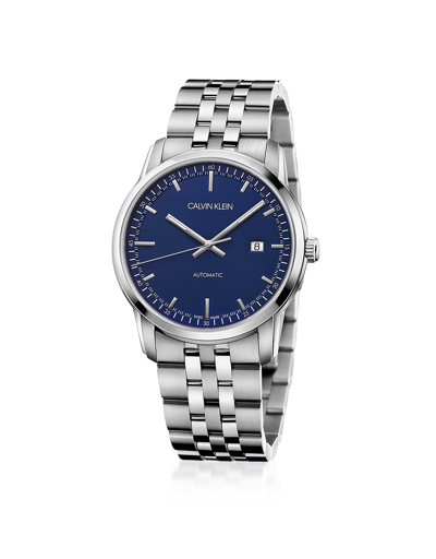 Shop Calvin Klein Collection Designer Men's Watches Infinite Men's Stainless Steel Quartz Watch W/blue Dial In Bleu