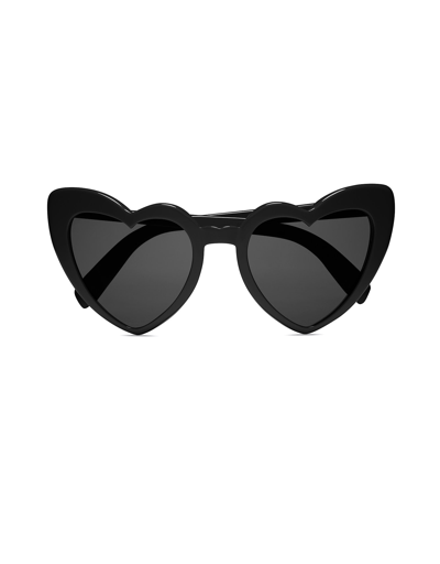 Shop Saint Laurent Designer Sunglasses New Wave Sl 181 Loulou Heart Sunglasses In Noir / Noir 