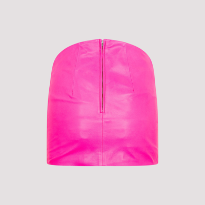 Shop Attico The   Lea Leather Mini Skirt In Pink &amp; Purple