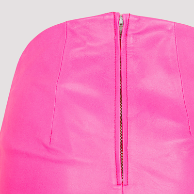 Shop Attico The   Lea Leather Mini Skirt In Pink &amp; Purple