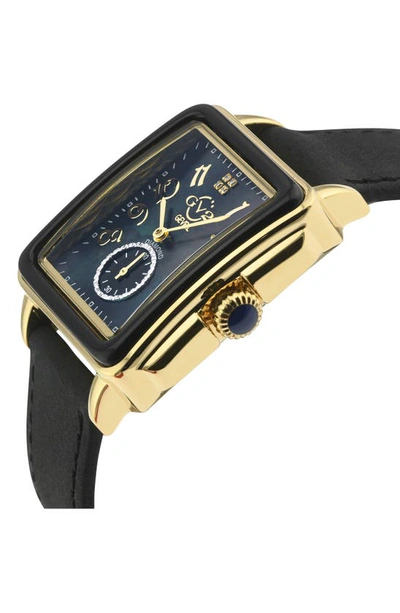Shop Gv2 Bari Enamel With Diamond Dial Leather Strap Watch, 37mm In Black