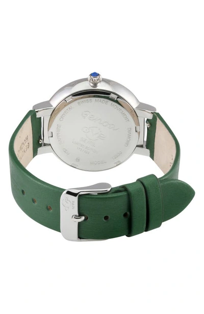 Gv2 Genoa Diamond Dial Leather Strap Watch, 37mm In Green