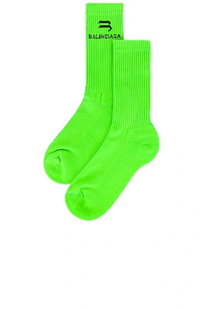 Shop Balenciaga Socks Sport In Grass Green & Black