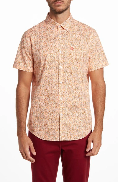Original Penguin Short Sleeve Ditsy Floral Button-up Shirt In Bright White