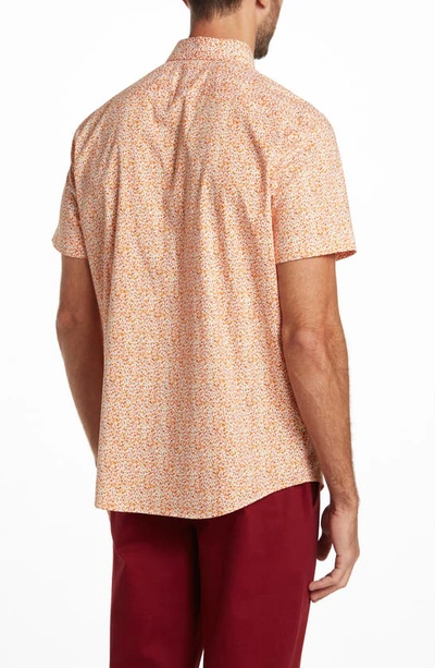 Original Penguin Short Sleeve Ditsy Floral Button-up Shirt In Bright White