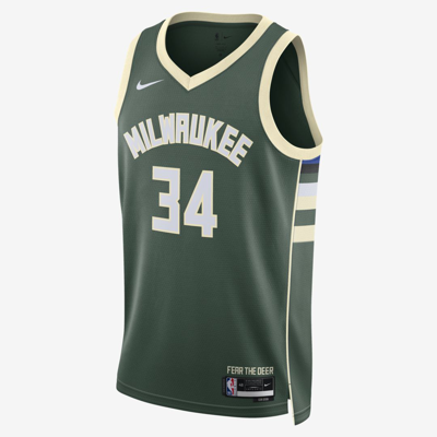 Shop Nike Milwaukee Bucks Icon Edition 2022/23  Men's Dri-fit Nba Swingman Jersey In Green
