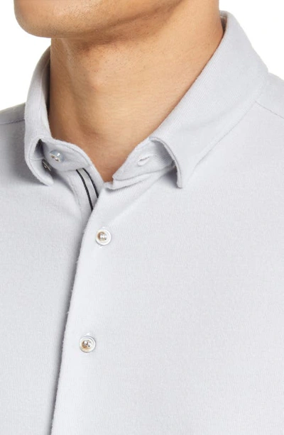 Shop Stone Rose Drytouch Solid Fleece Button-up Shirt In Silver